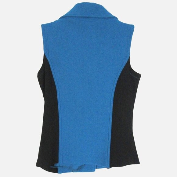 Icelandic Design Hybrid Vest Blue Black Wool Womens Size S Full Zip Pockets - Picture 4 of 8